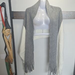 Winter Cozy Warm Long Gray and Cream Women's Scarf